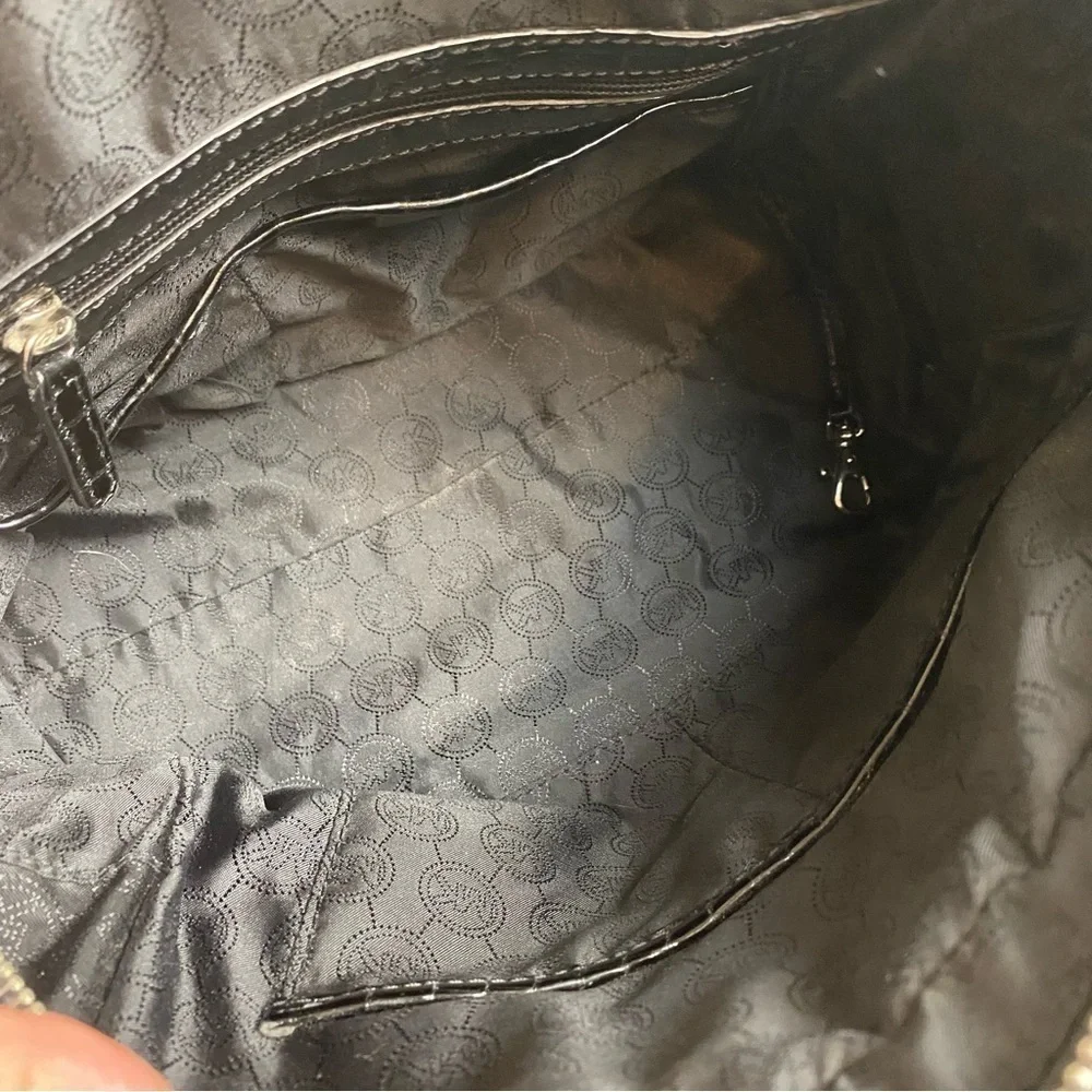 Michael Kors “Knox” Black Crocodile Embossed Leather Satchel